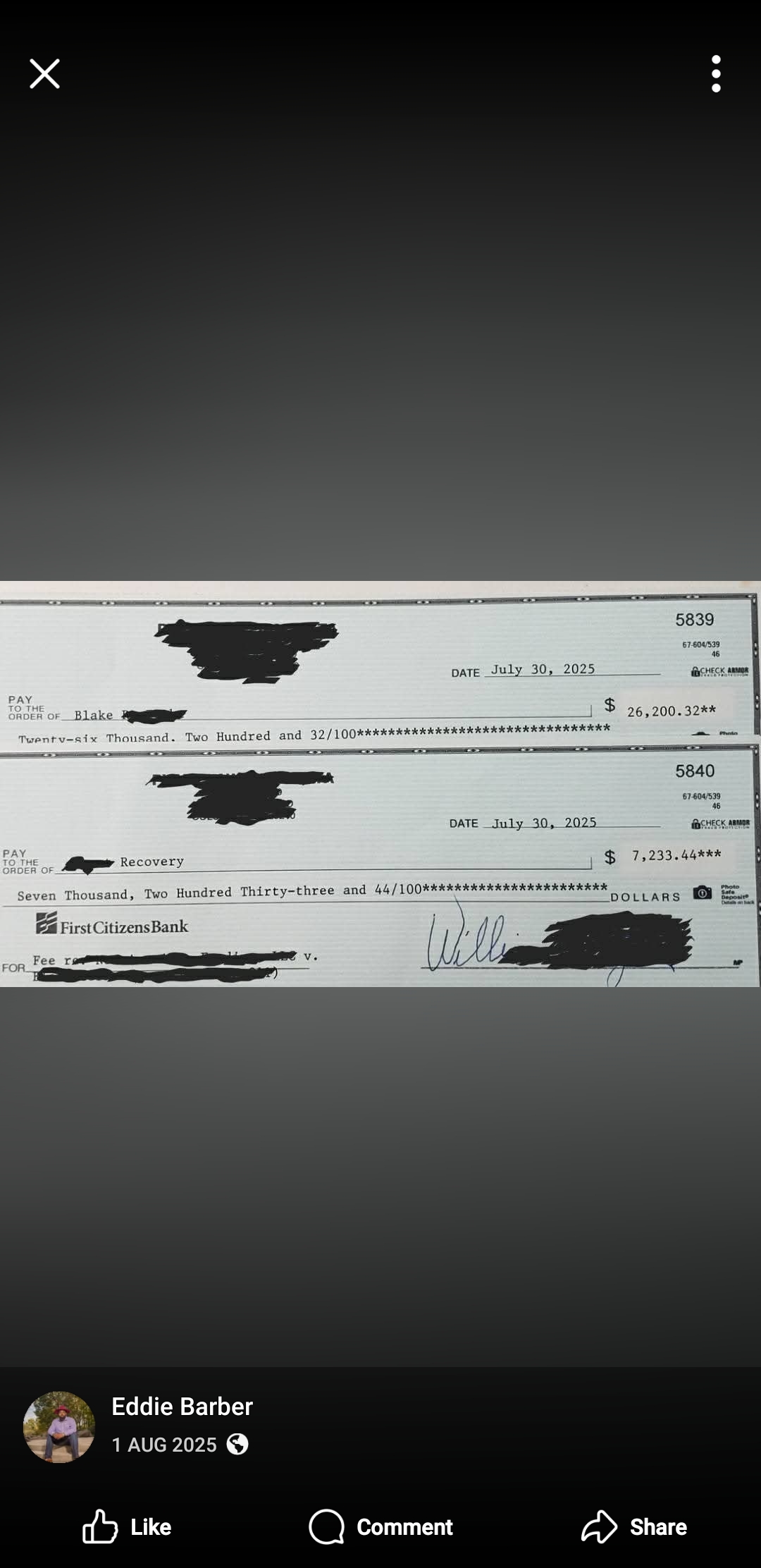 Cook County, Illinois's recovery check for $26,200.32