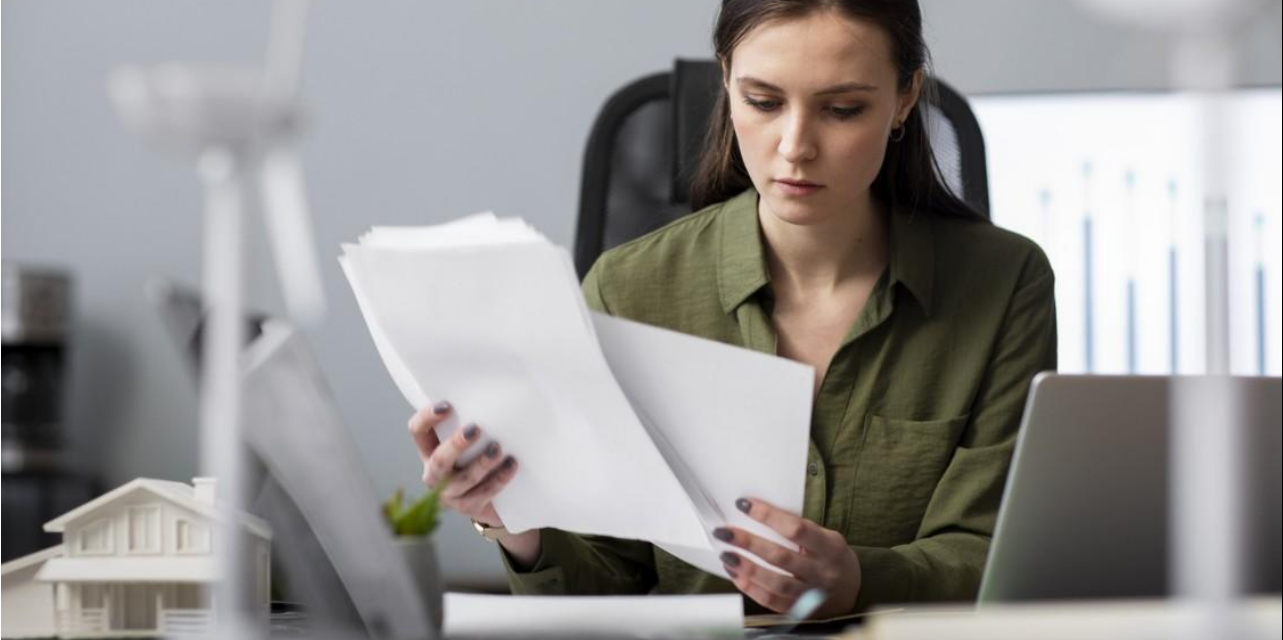 Claims reviewer analyzing documents